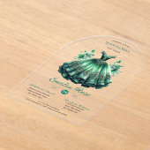 Emerald Sweet15 QUINCEANERA Green Dress Clear Acryl Uitnodigingen (Laagn)