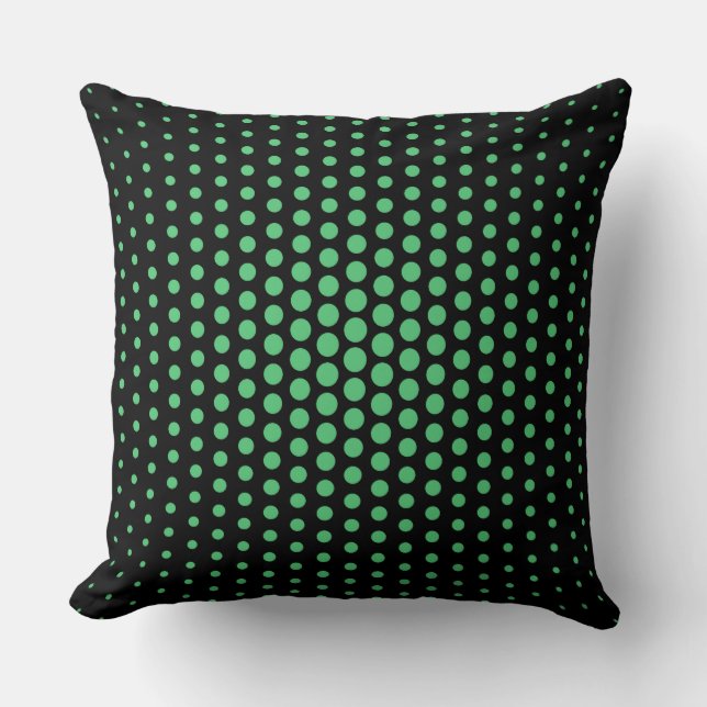 Emerald Techno Stippen Modern Black Kussen (Voorkant)