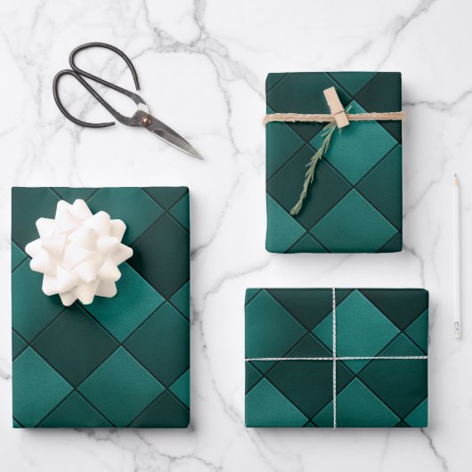 Emerald Tile Pattern – Modern Luxury Inpakpapier Vel (Voorkant)