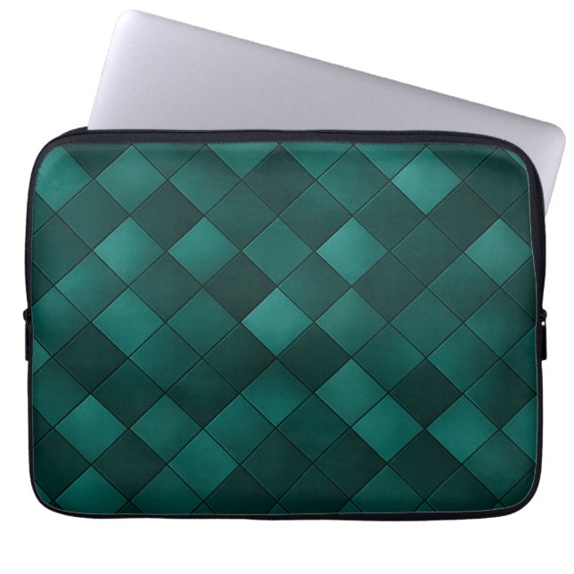 Emerald Tile Pattern – Modern Luxury Laptop Sleeve (Voorkant)