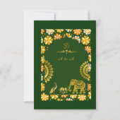 Emerald traditional Marigold Hindu Wedding RSVP Kaartje (Achterkant)