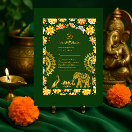 Emerald traditional Marigold Hindu Wedding  RSVP Kaartje