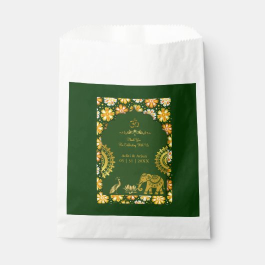 Emerald Traditionele Hindoe Motieven bruiloft beda Bedankzakje (Voorkant)