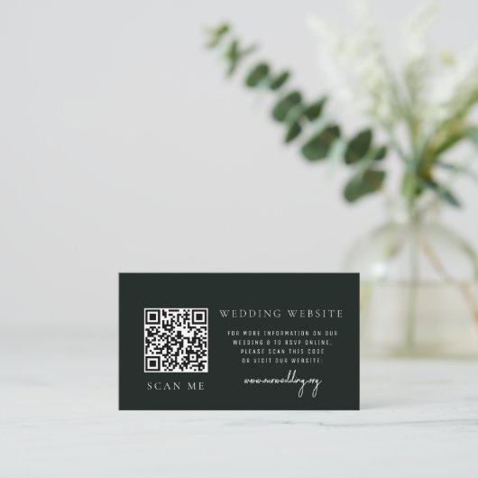 Emerald Tropical QR code RSVP Wedding Website Informatiekaartje (Staand voorkant)