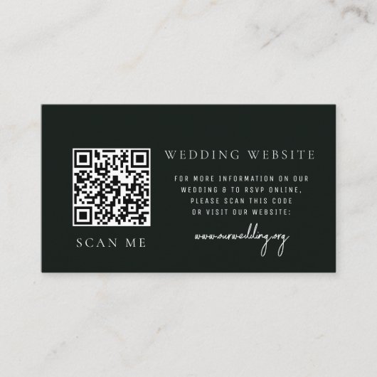 Emerald Tropical QR code RSVP Wedding Website Informatiekaartje (Voorkant)