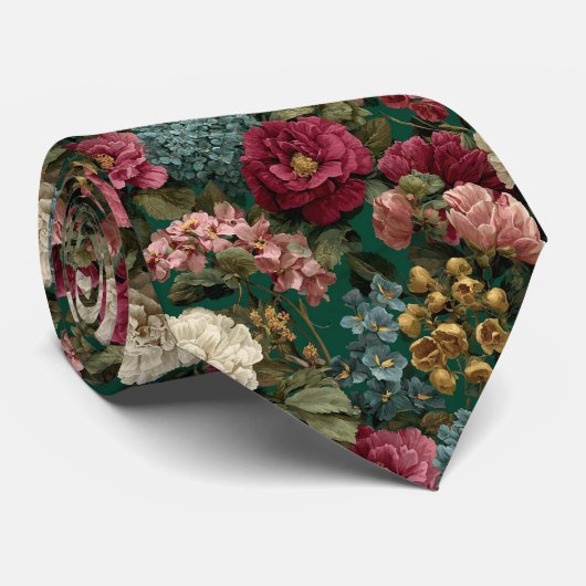Emerald Tuin Vintage Bloem Bruiloft Stropdas (Opgerold)