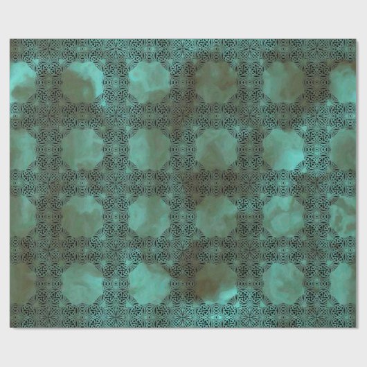 Emerald Turquoise Celtic Knot Gift Wrap Cadeaupapier (Vlak)