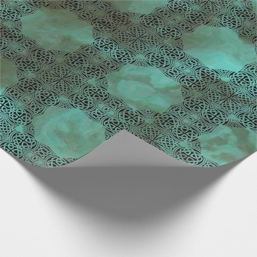 Emerald Turquoise Celtic Knot Gift Wrap Cadeaupapier (Hoek)