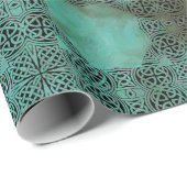 Emerald Turquoise Celtic Knot Gift Wrap Cadeaupapier (Rol Hoek)