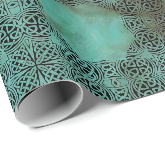 Emerald Turquoise Celtic Knot Gift Wrap Cadeaupapier (Rol Hoek)