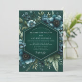 Emerald Umbral Bloom Bruiloft Kaart (Staand voorkant)