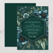 Emerald Umbral Bloom Bruiloft Kaart (Voorkant / Achterkant)