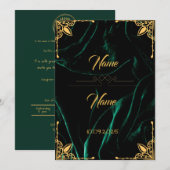 Emerald velvet effect bruiloft uitnodiging (Voorkant / Achterkant)