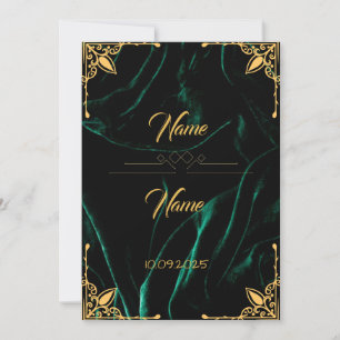 Emerald velvet effect bruiloft uitnodiging