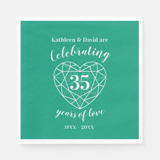 Emerald verjaardag 35 jaar liefde groene servetten (Voorkant)