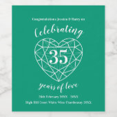 Emerald verjaardag 35 jaar liefde wijn labels wijn etiket (Enkel label)