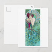 Emerald (vier juwelen), Alphonse Mucha Briefkaart (Voorkant / Achterkant)