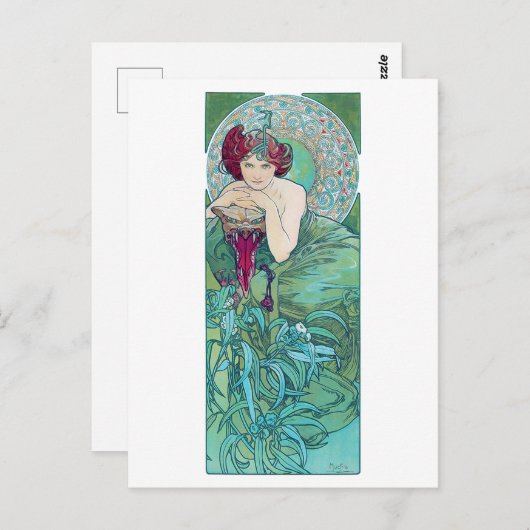 Emerald (vier juwelen), Alphonse Mucha Briefkaart (Voorkant / Achterkant)