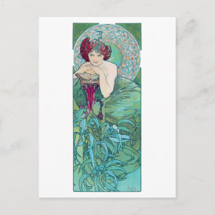 Emerald (vier juwelen), Alphonse Mucha Briefkaart