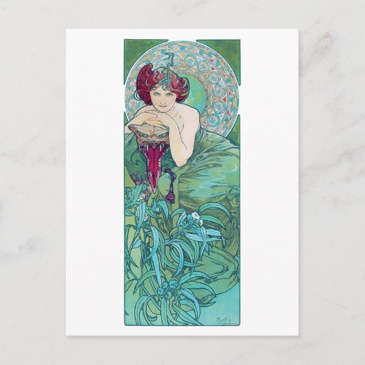 Emerald (vier juwelen), Alphonse Mucha Briefkaart (Voorkant)
