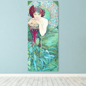 Emerald (vier juwelen), Alphonse Mucha Canvas Afdruk (Insitu (Houten vloer))
