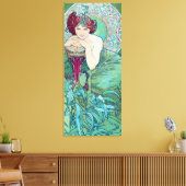 Emerald (vier juwelen), Alphonse Mucha Canvas Afdruk (Insitu (Woonkamer))