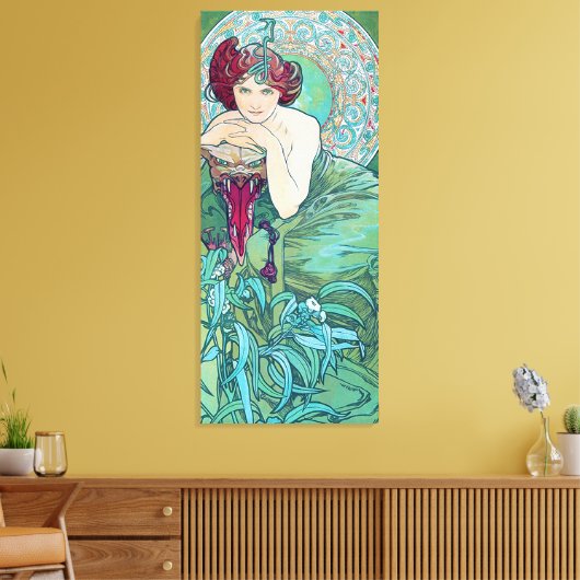 Emerald (vier juwelen), Alphonse Mucha Canvas Afdruk (Insitu (Woonkamer))