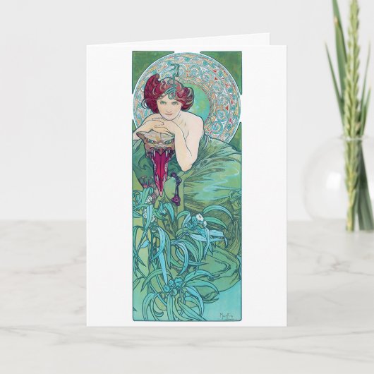 Emerald (vier juwelen), Alphonse Mucha Kaart (Voorkant)