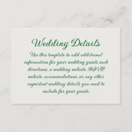 Emerald Vine Wedding Informatiekaartje