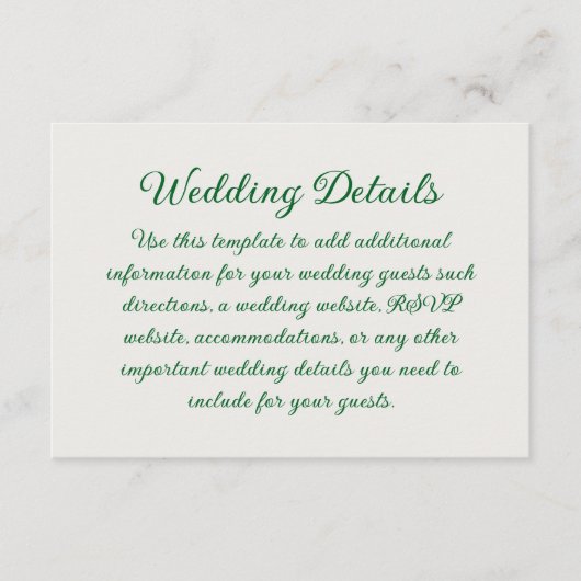 Emerald Vine Wedding Informatiekaartje (Voorkant)