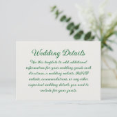 Emerald Vine Wedding Informatiekaartje (Staand voorkant)