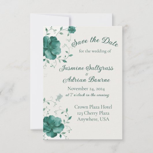 Emerald Vine Wedding Save The Date (Voorkant)