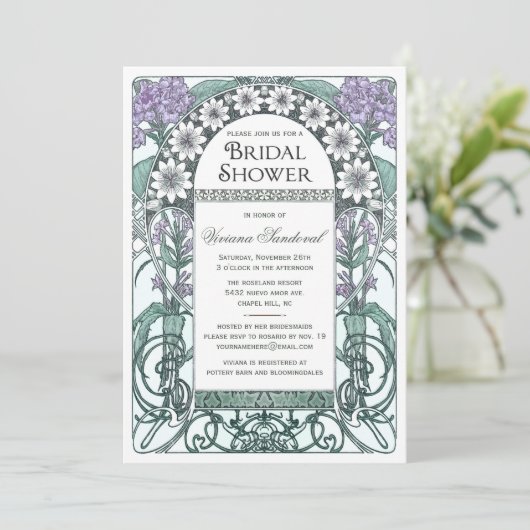 Emerald Violet Garden Bridal Shower-uitnodigingen Kaart (Staand voorkant)