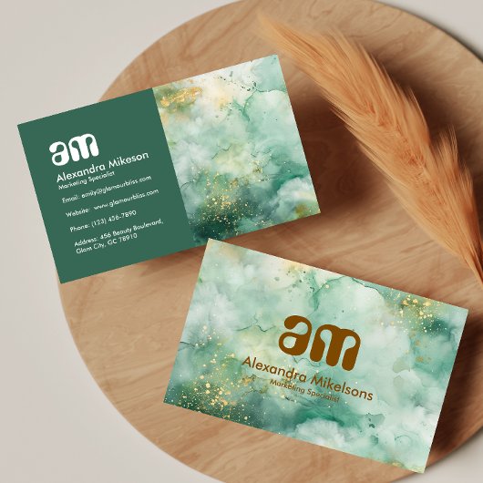 Emerald Watercolor Goud Zakelijk Visitekaartje