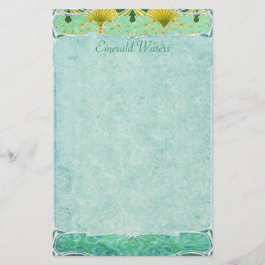 Emerald Waters - Art Nouveau Stationery Briefpapier (Voorkant)