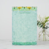 Emerald Waters - Art Nouveau Stationery Briefpapier (Staand voorkant)