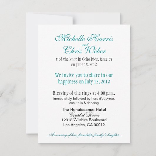 Emerald Waters Reception Card (Jamaica) Kaart (Achterkant)