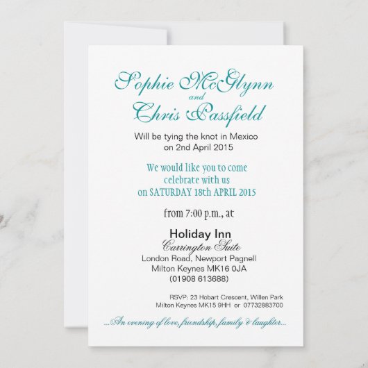 Emerald Waters Reception Card (Mexico) Kaart (Achterkant)