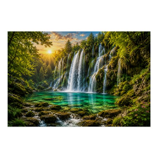 Emerald Waterval Paradijs Poster (Voorkant)