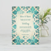 Emerald Waterverf Bloemenmozaïek Mexicaanse bruilo Kaart (Staand voorkant)