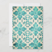 Emerald Waterverf Bloemenmozaïek Mexicaanse bruilo Kaart (Achterkant)