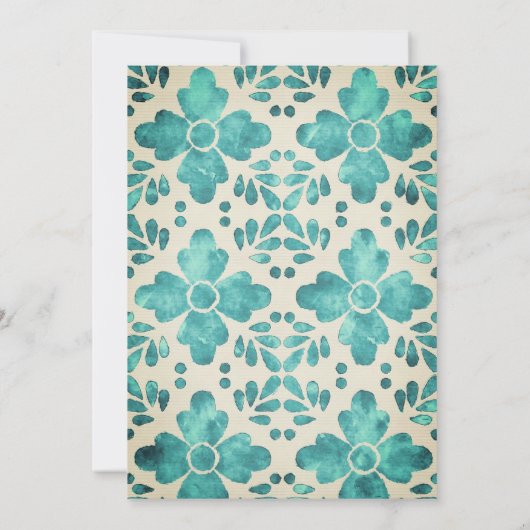 Emerald Waterverf Bloemenmozaïek Mexicaanse bruilo Kaart (Achterkant)