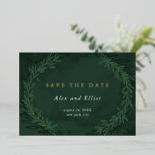 Emerald Waterverf Dramatic Save the Date Gold Folie Uitnodiging (Staand Voorkant)