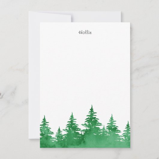 Emerald Waterverf Evergreen Trees Notitiekaartje (Voorkant)