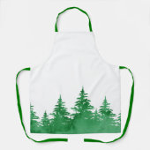 Emerald Waterverf Evergreen Trees Schort (Voorkant)