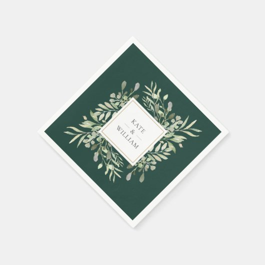 Emerald Waterverf Greenery Gold Servet (Hoek)