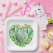 Emerald Waterverf hart 55e bruiloft Jubileum Papieren Bordje (Feest)
