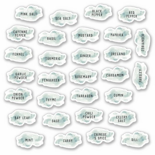 Emerald Waterverf Herb en Spice Labels (Voorkant)
