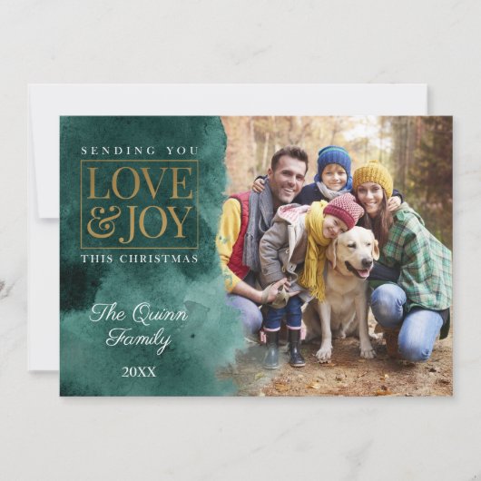 Emerald Waterverf met Gold Feestdagenkaart (Voorkant)