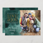 Emerald Waterverf met Gold Feestdagenkaart (Voorkant / Achterkant)